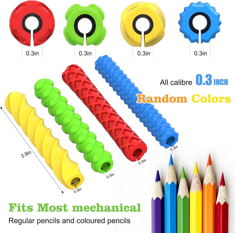 BUSOHA 4 Pack Textured Silicone Pencil Grips - Sensory Fidget for Classroom Textured Squishy Pencil Grips for Kids Handwriting ADHD Tools Gift for Anxiety Relief Items Stocking Stuffers - Image 2
